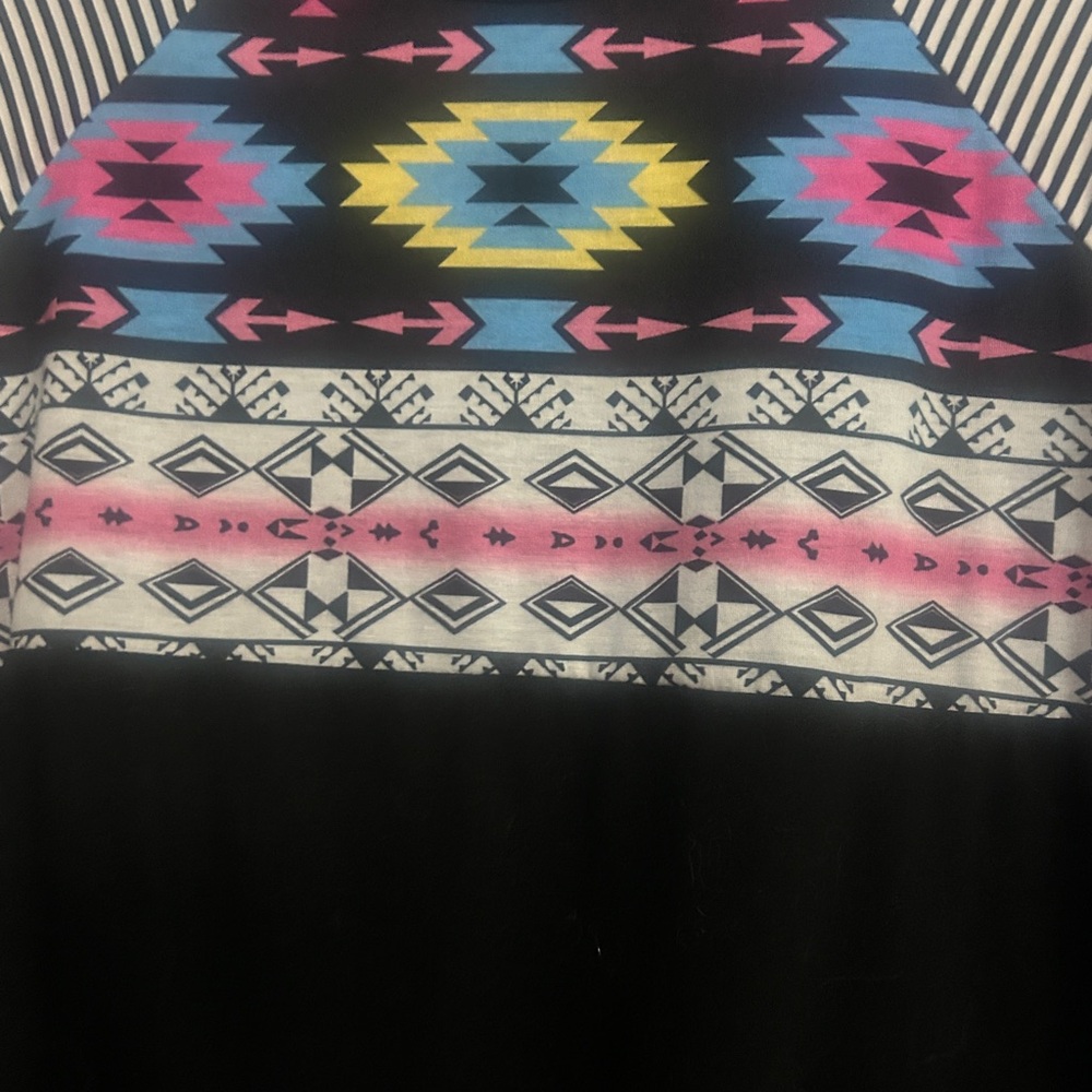Tribal Pattern Top with Pink and Blue Accents
